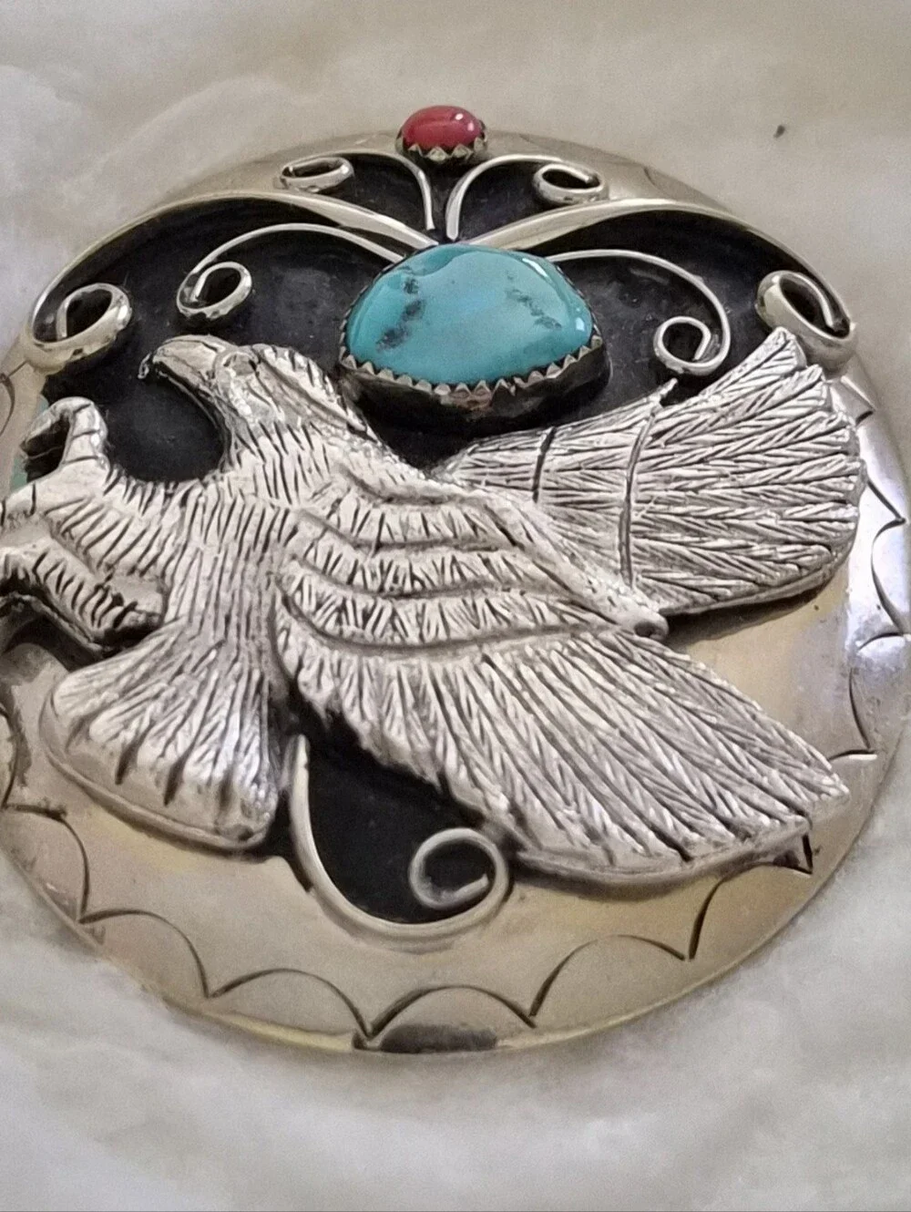 Handcrafted Genuine Turquoise Eagle Belt Buckle – USA